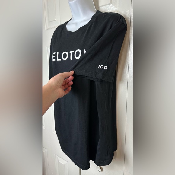 PELOTON Century 100 Club Logo Tee T-Shirt Black White Crewneck Cycling Rides - Picture 3 of 8